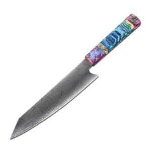 20.5cm damascus kiritsuke knife with epoxy handleprofessional-grade sharpness."