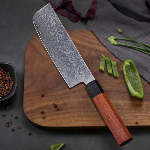 Damascus Steel nakiri 17.5cm chef knife - Image 3