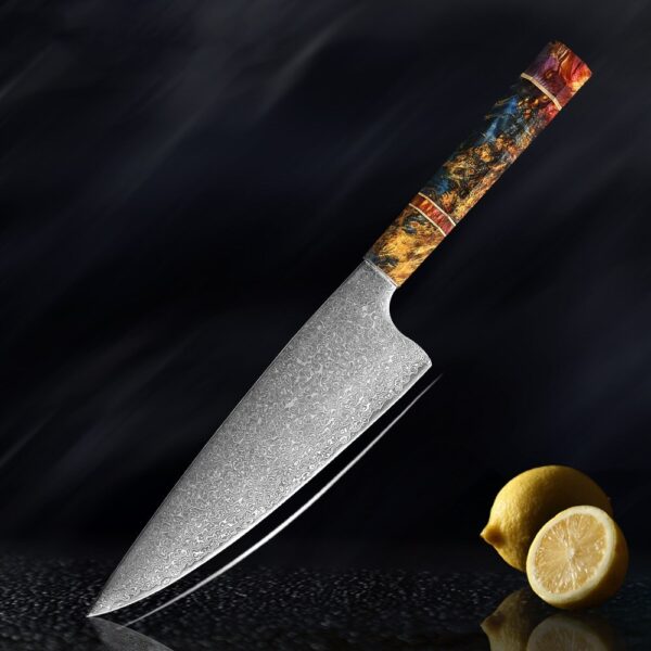 Damascus butcher knife with a 25cm blade, designed for heavy-duty meat and bone cutting, featuring a durable stainless steel construction and ergonomic handle