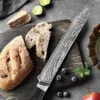 33cm Damascus Bread Knife, Serrated AUS10+S430 Steel for Clean Slices