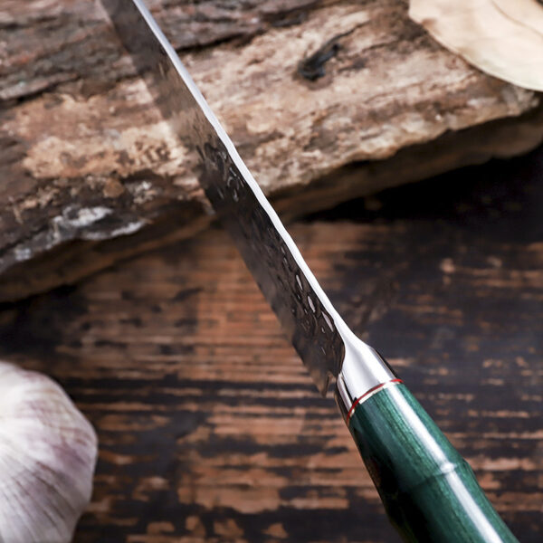 Precision-crafted Gyoto chef’s knife with a 20cm blade and comfortable coloured wood handle