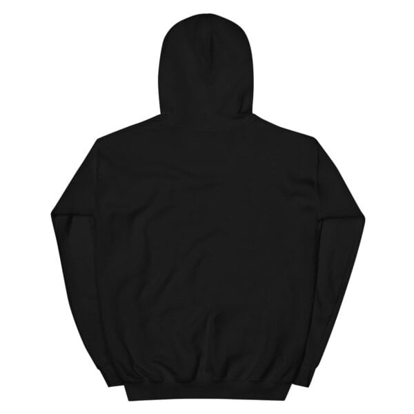 Back view of plain black unisex chef lifestyle hoodie