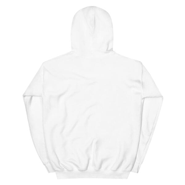 Back view of plain white unisex chef lifestyle hoodie