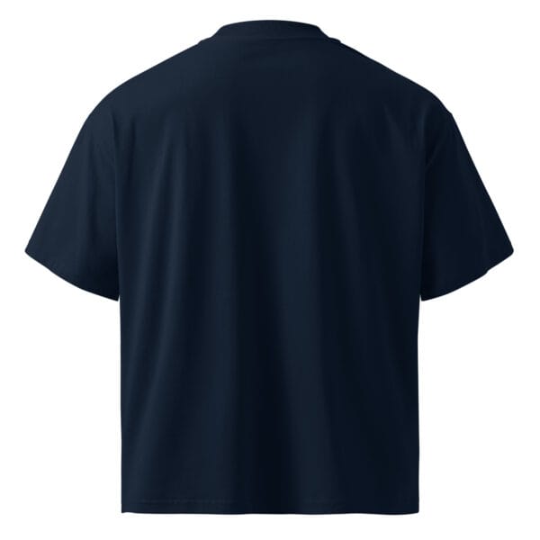 Back view of plain black oversized chef lifestyle t-shirt