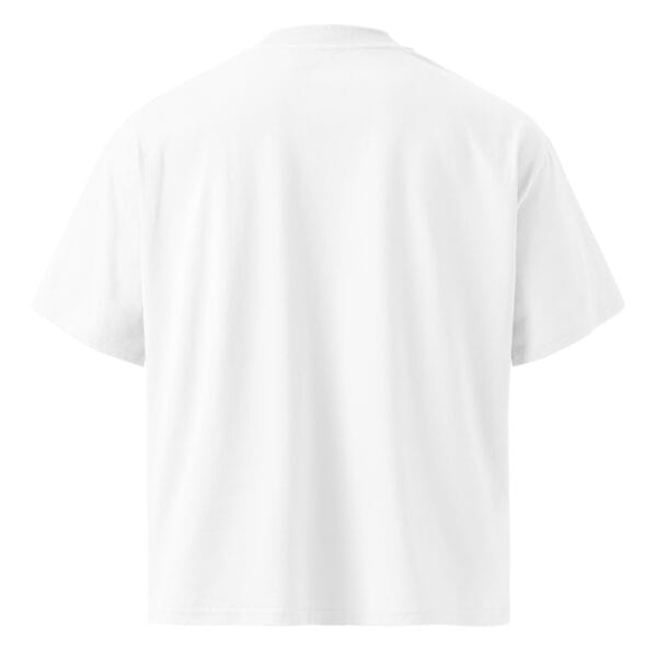 Back view of plain white oversized chef lifestyle t-shirt
